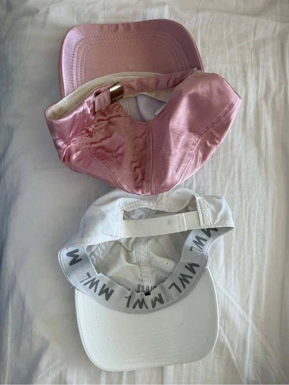 Like New White 'MWL' Logo Baseball Cap and Pink Baseball Cap | 2 for 1✨